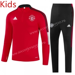 2021-2022 Manchester United Red Kids/Youth Soccer Tracksuit Uniform-GDP