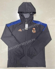 2021-2022 Real Madrid Black Trench Coats With Hat-815