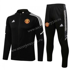 2021-2022 Manchester United Black（Low collar）Thailand Soccer Jacket Uniform-815