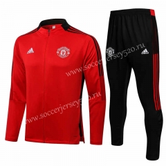 2021-2022 Manchester United Red（High collar）Thailand Soccer Jacket Uniform-815