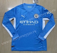 2021-2022 Manchester City Home Blue LS Thailand Soccer Jersey AAA-818