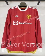 Player Version 2021-2022 Manchester United Home Red LS Thailand Soccer Jersey AAA