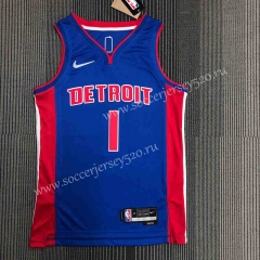 2021-2022 75th Anniversary Detroit Pistons Blue #1 NBA Jersey-311