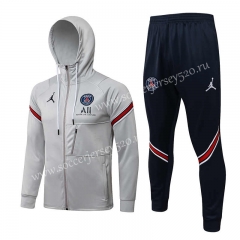 2021-2022 Paris SG Light Grey Thailand Jacket Uniform With Hat-815