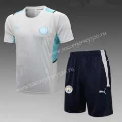 2021-2022 Manchester City Light Grey Thailand Training Soccer Uniform-815