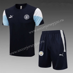 2021-2022 Manchester City Royal Blue（Color Matching Sleeves）Thailand Training Soccer Uniform-815