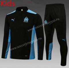 2021-2022 Olympique Marseille Black Kids/Youth Soccer Tracksuit-815