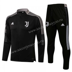 2021-2022 Juventus Black(Low Collar）Thailand Soccer Tracksuit-815