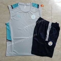 2021-2022 Manchester City Light Grey(Pad Printing）Thailand Training Soccer Vest Uniform-815