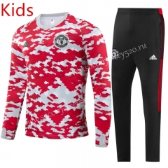 2021-2022 Manchester United Red&White Kids/Youth Tracksuit Uniform-GDP