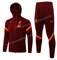 2021-2022 Liverpool Maroon Thailand Soccer Jacket Uniform With Hat-815