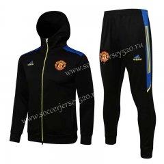 2021-2022 UEFA Champions League Manchester United Black Thailand Soccer Jacket Uniform With Hat-815