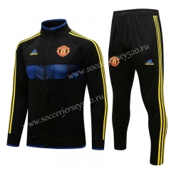2021-2022 Manchester United Black High Collar Thailand Jacket Uniform-815