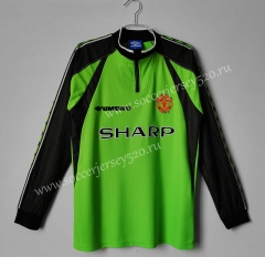 Retro Version 98-99 Manchester United Goalkeeper Green LS Thailand Soccer Jersey AAA-C1046