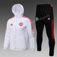 2021-2022 Manchester United White Trench Coats Uniform With Hat-815