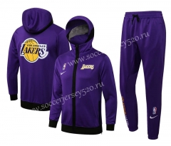 2021-2022 Los Angeles Lakers Purple NBA Jacket Uniform With Hat-815