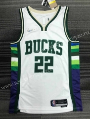 City Version 2021-2022 Milwaukee Bucks White #22 NBA Jersey-311