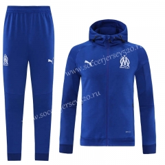 2021-2022 Olympique Marseille Color Blue Thailand Soccer Jacket Uniform With Hat-LH