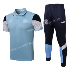 2021-2022 Manchester City Light Blue Thailand Polo Uniform-815