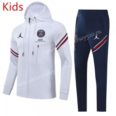 2021-2022 Jordan Paris SG White Kids/Youth Soccer Jacket Uniform With Hat-GDP