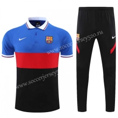 2021-2022 Barcelona Blue&Black Thailand Polo Uniform-CS