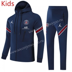 2021-2022 Jordan Paris SG On Cyan Kids/Youth Soccer Jacket Uniform With Hat-GDP
