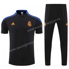 2021-2022 Real Madrid Black Thailand Polo Uniform-CS