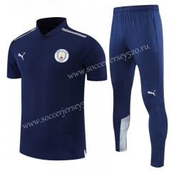 2021-2022 Manchester City Royal Blue Thailand Polo Uniform-CS