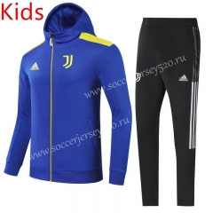 2021-2022 Juventus Blue Kids/Youth Soccer Jacket Uniform With Hat-GDP