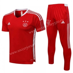 2021-2022 Ajax Red Short-sleeve Thailand Soccer Tracksuit-815