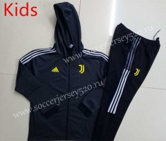 2021-2022 Juventus Grey&Black Kids/Youth Soccer Jacket Uniform With Hat-GDP