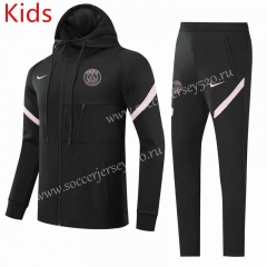 2021-2022 Paris SG Black Kids/Youth Soccer Jacket Uniform With Hat-GDP