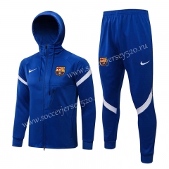 2021-2022 Barcelona Blue Thailand Soccer Jacket Uniform With Hat-815