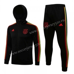 2021-2022 Ajax Black Thailand Soccer Jacket Uniform With Hat-815