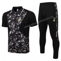 2021-2022 Borussia Dortmund Black（Ink Jet）Thailand Polo Uniform-815