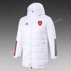 2021-2022 Arsenal White Cotton Coats With Hat-DD1