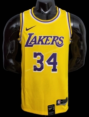 Los Angeles Lakers Yellow #34 NBA Jersey-609