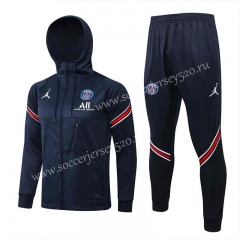 2021-2022 Jordan Paris SG Royal Blue Thailand Soccer Jacket Uniform With Hat-815