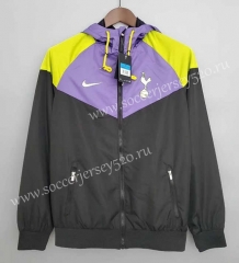 2021-2022 Tottenham Hotspur Black&Purple Thailand Soccer Trench Coats With Hat-WD
