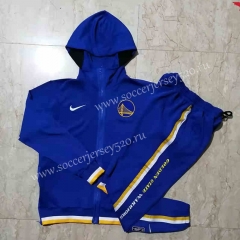 2021-2022 NBA Golden State Warriors Camouflage Blue Jacket Uniform With Hat-815
