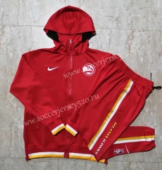 2021-2022 NBA Hawks Red Jacket Uniform With Hat-815