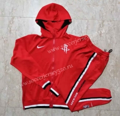 2021-2022 NBA Houston Rockets Red Jacket Uniform With Hat-815