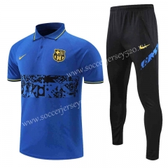 2022-2023 Barcelona Camouflage Blue Thailand Polo Uniform-4627