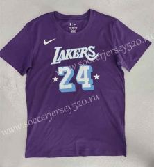 Los Angeles Lakers Purple #24 NBA Cotton T-shirt-LH