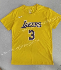Los Angeles Lakers Yellow #3 NBA Cotton T-shirt-LH