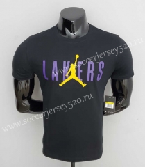 2022-2023 Jordan Los Angeles Lakers Black NBA Cotton T-shirt-CS