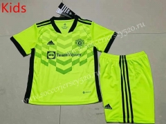 2022-2023 Manchester United 2nd Away Fluorescent Green Kids/Youth Soccer Uniform-507