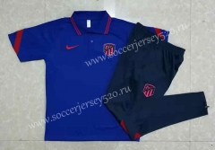 2021-2022 Atletico Madrid Blue Thailand Polo Uniform-815