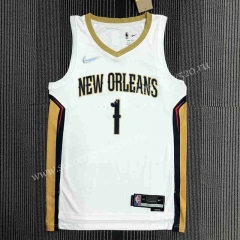 75th Anniversary New Orleans Pelicans White #1 NBA Jersey-311