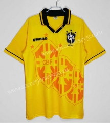 Retro Version 93-94 Brazil Home Yellow Thailand Soccer Jersey AAA-C1046